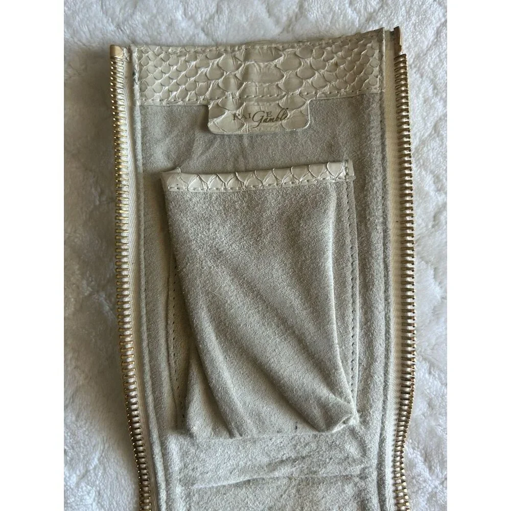 Paige Gamble Taupe Pebbled Leather Blakeley Bag With 2 Snakeskin Gussets